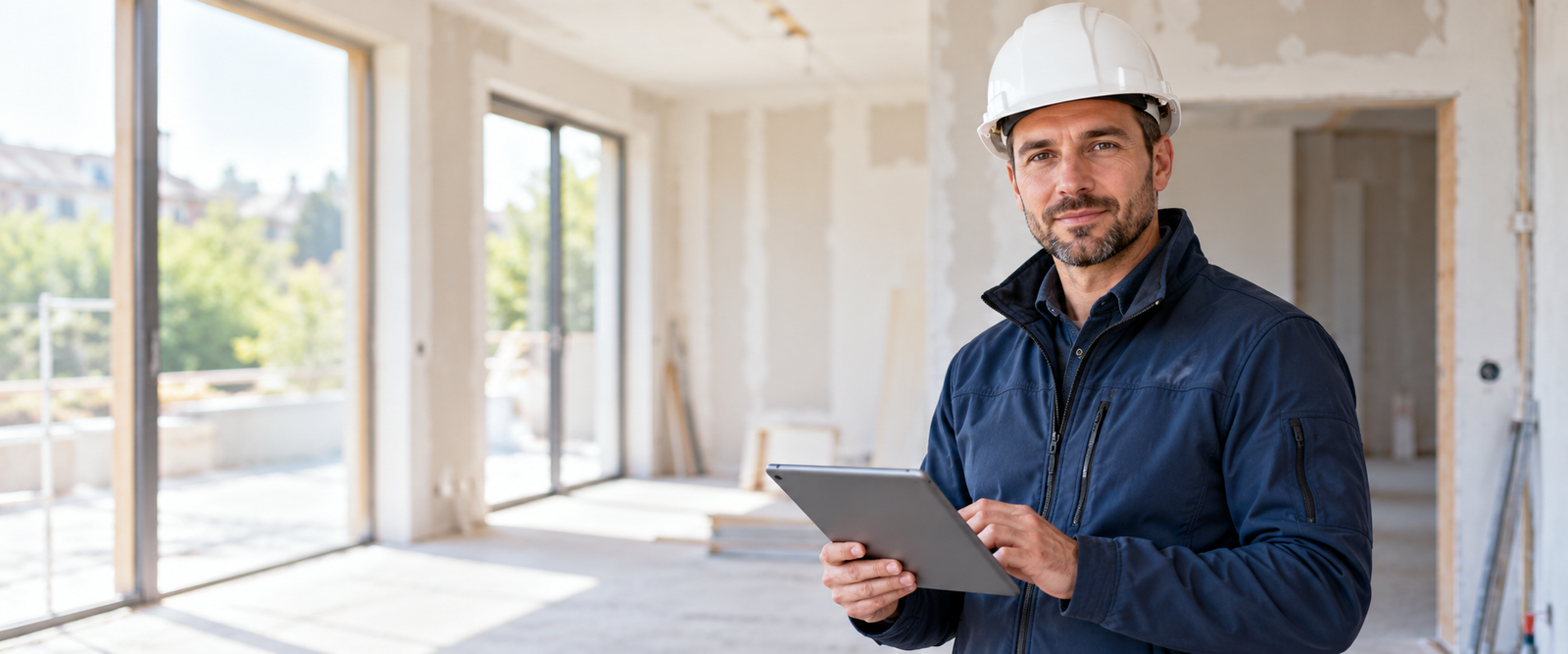 Responsable de chantier utilisant Ouvralis sur une tablette